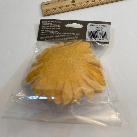 Sunflower 100% Wool Felt Beads 3" Crafts Applique Embellishments Needle Felting - Picture 9 of 12